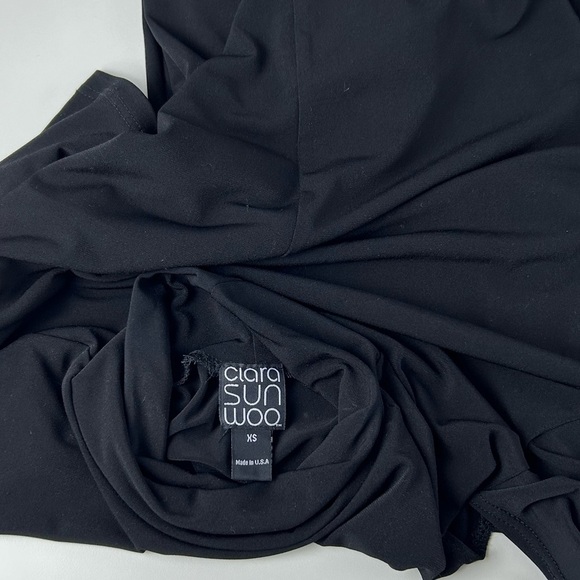 Clara Sun Woo Black Mock Neck Cold Shoulder 1/2 Sleeve Knit Tunic Top Size XS - Picture 3 of 11